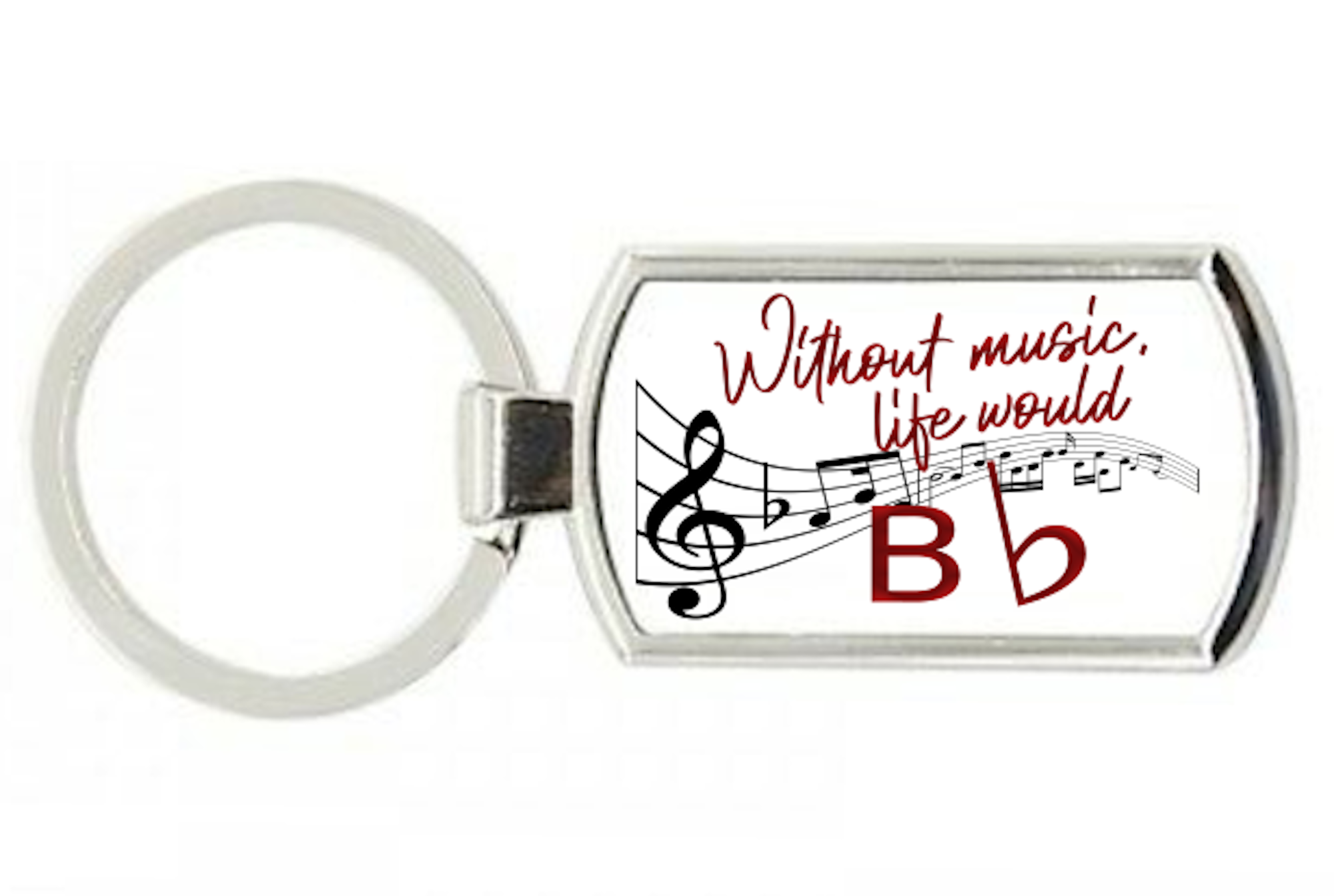 Music Note - Without Music Life Would Bb Rectangle Keyring